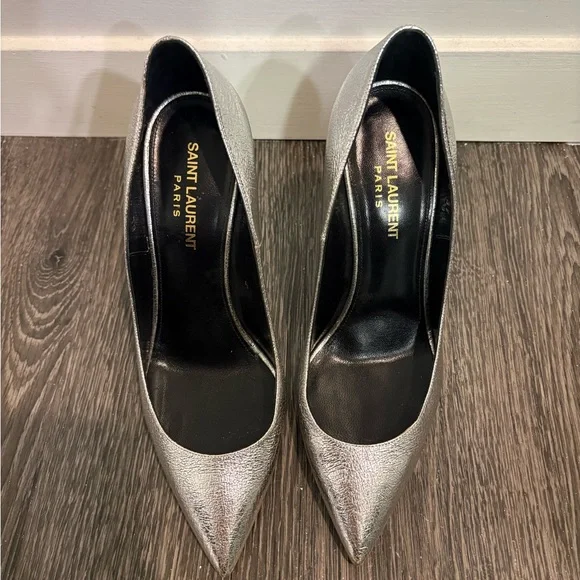Saint Laurent silver leather pointed pumps, 4” heel, size 7, VG condition - Picture 5 of 6